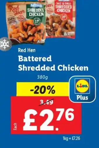 Lidl Red Hen Battered Shredded Chicken offer