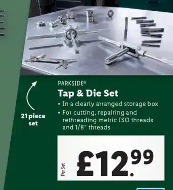 Lidl PARKSIDE Tap & Die Set offer