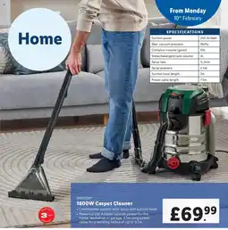 Lidl PARKSIDE 1600W Carpet Cleaner offer