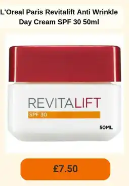 Sainsbury's L'Oreal Paris Revitalift Anti Wrinkle Day Cream SPF 30 offer