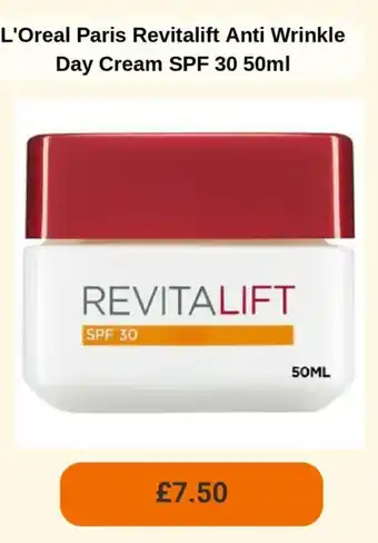 Sainsbury's L'Oreal Paris Revitalift Anti Wrinkle Day Cream SPF 30 offer