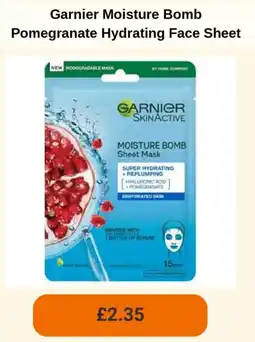 Sainsbury's Garnier Moisture Bomb Pomegranate Hydrating Face Sheet offer