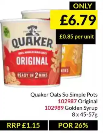 Musgrave MarketPlace Quaker Oats So Simple Pots offer