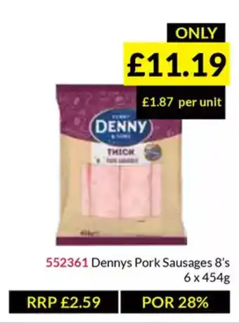 Musgrave MarketPlace Dennys Pork Sausages 8's offer