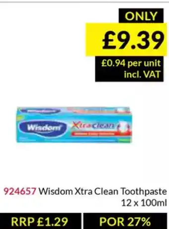 Musgrave MarketPlace Wisdom Xtra Clean Toothpaste offer