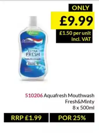 Musgrave MarketPlace Aquafresh Mouthwash Fresh&Minty offer