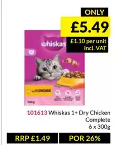 Musgrave MarketPlace Whiskas 1+ Dry Chicken Complete offer