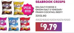 Bestway SEABROOK CRISPS Sea salt/cheese & onion/salt & vinegar/ prawn cocktail/beefy offer