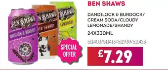 Bestway BEN SHAWS Dandilock & burdock/ cream soda/cloudy lemonade/shandy offer