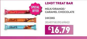 Bestway LINDT treat bar milk/orange/ caramel chocolate offer