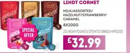 Bestway LINDT CORNET Milk/assorted/ hazelnut/strawberry/ caramel offer