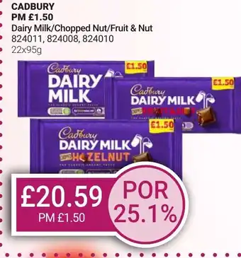 Bestway CADBURY Dairy Milk/Chopped Nut/Fruit & Nut offer