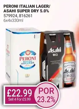 Bestway PERONI italian lager/ asahi super dry 5.0% offer