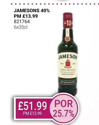 Bestway JAMESONS 40% offer