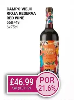 Bestway CAMPO VIEJO Rioja reserva red wine offer