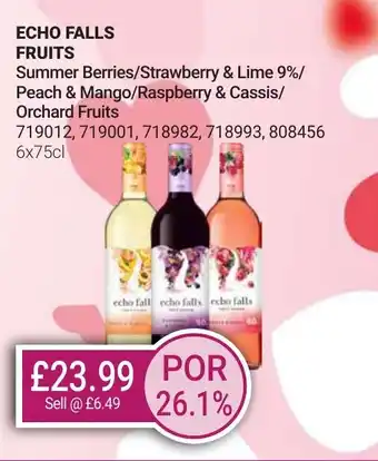 Bestway ECHO FALLS FRUITS Summer Berries/Strawberry & Lime 9%/ Peach & Mango/Raspberry & Cassis/ Orchard Fruits offer