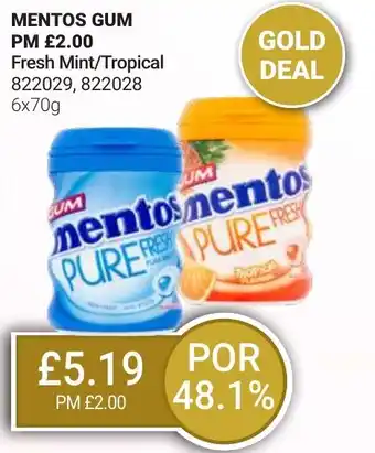 Bestway MENTOS GUM Fresh Mint/Tropical offer