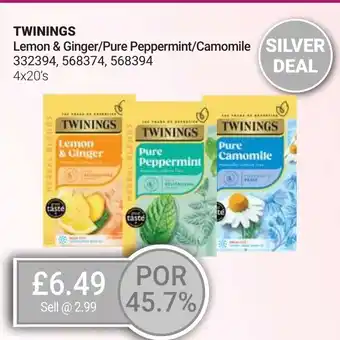 Bestway TWININGS Lemon & Ginger/Pure Peppermint/Camomile offer