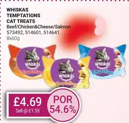 Bestway WHISKAS Temptations cat treats Beef/Chicken&Cheese/Salmon offer