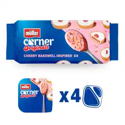 Asda Muller Corner Originals Cherry Bakewell Inspired Deliciously Creamy Yogurt 4 x 124g (496g) offer