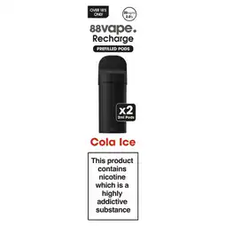 Asda 88Vape 2 Recharge Cola Ice Prefilled Pods 20mg/ml offer