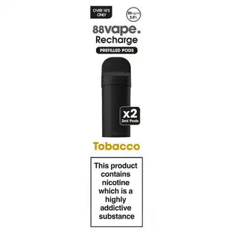 Asda 88Vape Recharge Tobacco Prefilled Pods 20mg/ml offer