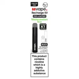 Asda 88Vape Black Watermelon Ice Recharge Kit 20mg/ml offer