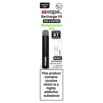 Asda 88Vape Black Watermelon Ice Recharge Kit 20mg/ml offer