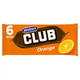 Iceland McVitie's Club Orange Chocolate Biscuit Bars Multipack 6 x 22g, 132g offer