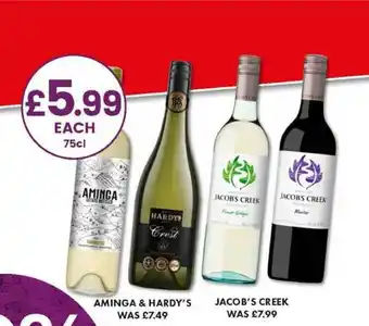 Bargain Booze Aminga & Hardy's , Jacob's Creek offer