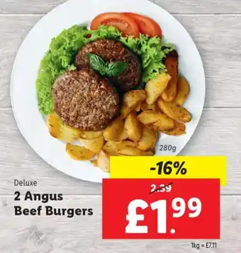 Lidl Deluxe 2 Angus Beef Burgers offer