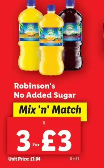 Lidl Robinson's No Added Sugar offer