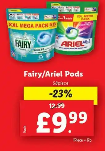 Lidl Fairy/Ariel Pods offer