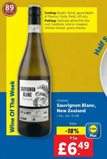 Lidl Cimarosa Sauvignon Blanc, New Zealand offer