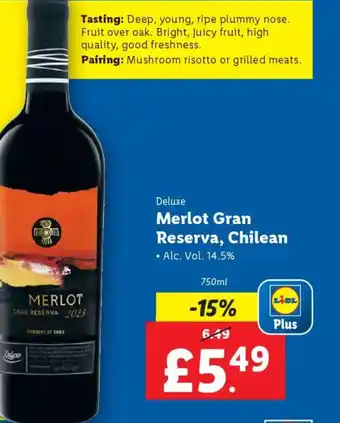 Lidl Deluxe Merlot Gran Reserva, Chilean offer