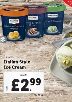 Lidl ITALIAMO Italian Style Ice Cream offer