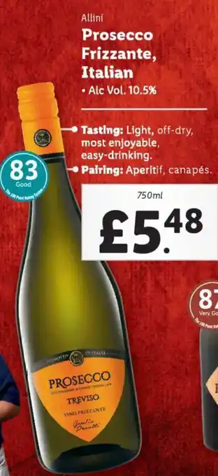 Lidl Allini Prosecco Frizzante, Italian offer