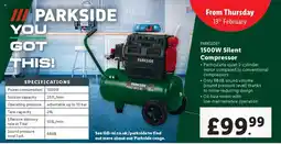 Lidl PARKSIDE 1500W Silent Compressor offer