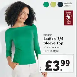 Lidl Ladies' 3/4 Sleeve Top offer