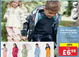 Lidl Kids' Waterproof Trousers or Jacket offer