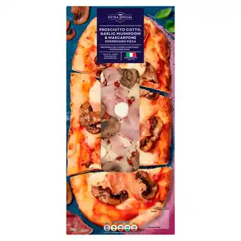 Asda ASDA Extra Special Prosciutto Cotto, Garlic Mushroom & Mascarpone Sourdough Pizza 218g offer