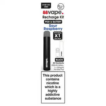 Asda 88Vape Black Sour Raspberry Recharge Kit 20mg/ml offer