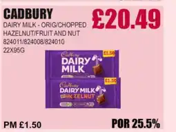 Bestway CADBURY Dairy milk-orig/chopped hazelnut/fruit and nut offer