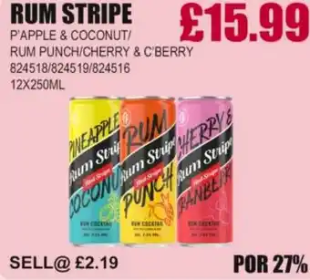 Bestway RUM STRIP P'apple & coconut/ rum punch/cherry & c'berry offer