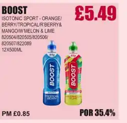 Bestway BOOST Isotonic sport - orange/ berry/tropical/r'berry& mango/w'melon & lime offer