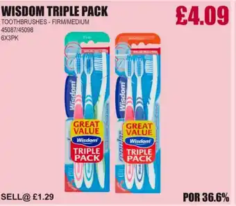 Bestway WISDOM triple pack toothbrushes - firm/medium offer