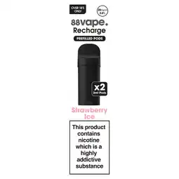 Asda 88Vape 2 Recharge Strawberry Ice Prefilled Pods 20mg/ml offer