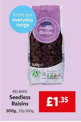 Lidl Belbake Seedless Raisins offer