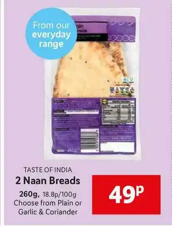 Lidl Taste Of India 2 Naan Breads offer