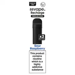 Asda 88Vape Recharge Sour Raspberry Prefilled Pods 20mg/ml offer